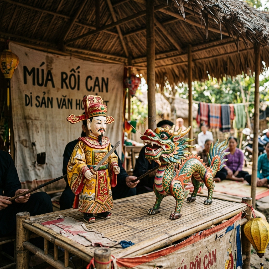 Con rối gỗ nghệ thuật múa rối cạn dân gian Việt Nam